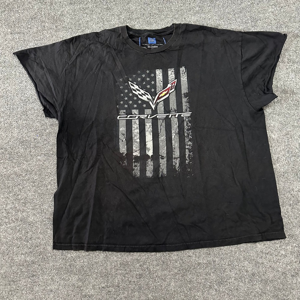 JH Design T-Shirt Mens Size 3XL Black Corvette Graphic Distressed Racing Tee